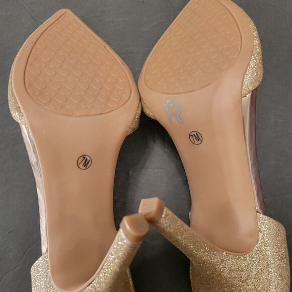 BRAND NEW CHINESE LAUNDRY POINTED TOE GOLD  SHIMMER GLITTER SHOES - Picture 10 of 16